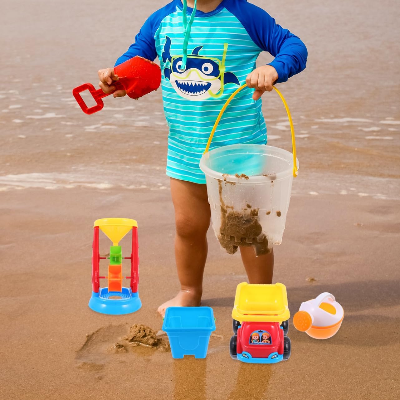 Uonlytech Outdoor Sand Pit Educational Beach Tools for Teamwork and Recognition and Secure Sand Scooping Kit for Creative Play and Learning at Seaside Festivals