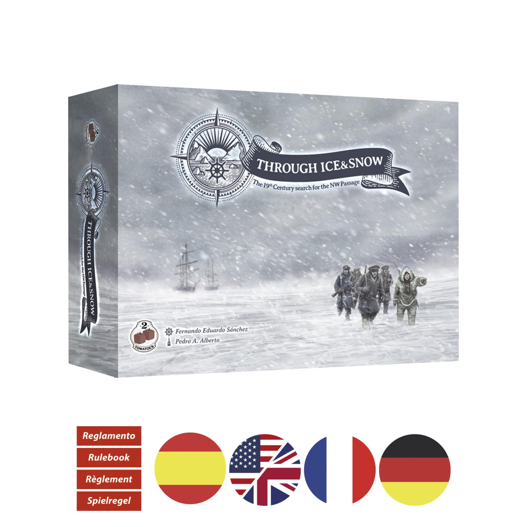 2Tomatoes Games | Through Ice and Snow | Juego de Mesa de Exploración en el Ártico | Estrategia y Aventura | 1-4 Jugadores | +14 | Español, Alemán, Inglés y Francés | Histórico, Lugares, Marítimo