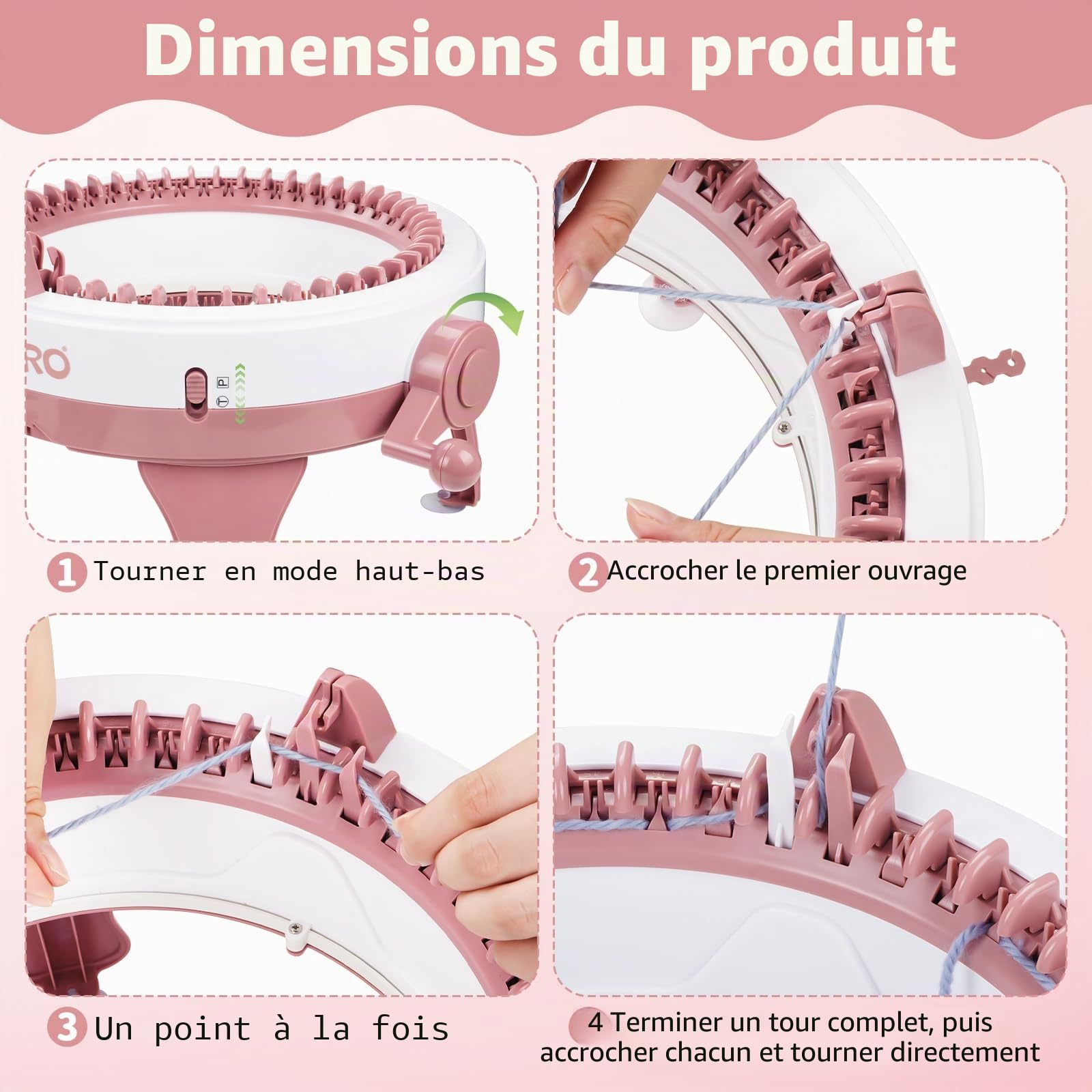Machine à Tricoter, 48 Aiguilles Intelligente Machine à Tricoter avec Compteur de Rangées, Métier à Tisser Double Rotatif, Kit Rotatif Manuel pour Adultes/Enfants Bricolage Chapeaux écharpes Gants