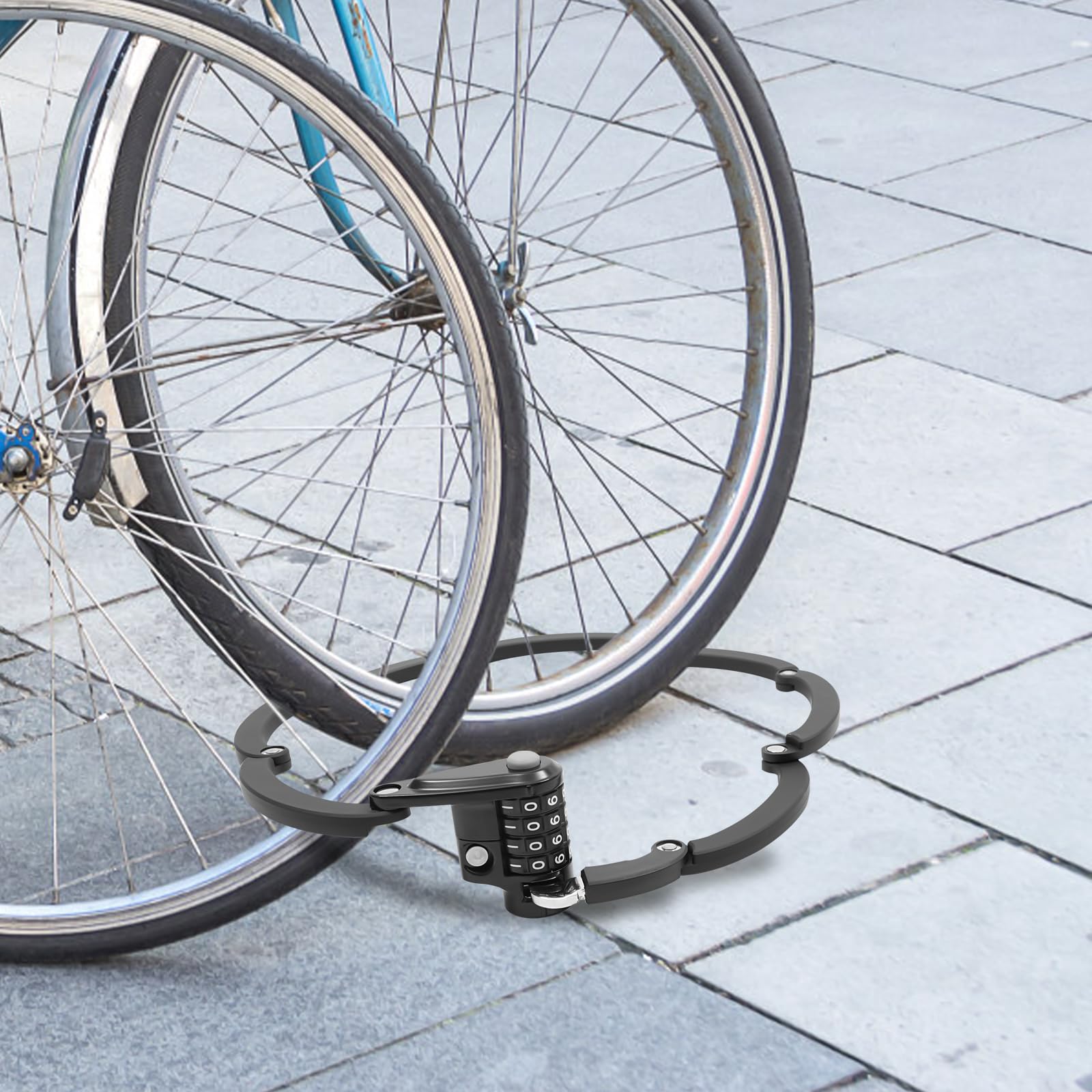 Składany zamek rowerowy, 4-cyfrowy zamek rowerowy, składane zapięcie do roweru i motocykla, zapięcie z numerem łańcucha rowerowego, długość po rozłożeniu 85 cm, kolor czarny