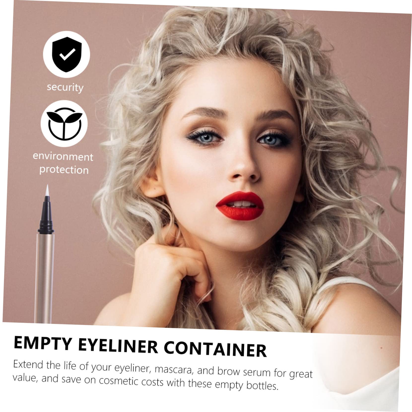 POPETPOP Tubetti di Eyeliner Vuoti Leggeri e Portatili 5 Pezzi Ricaricabili da 1ml in Plastica Oro per Venditori e Saloni di Cosmetici