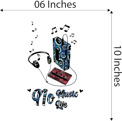Miniatura 4 de Design With Vinyl Calcomanía de pared nostálgica Walkman Cassete Player con auriculares extraíble - Tamaño 6 in x 10 in