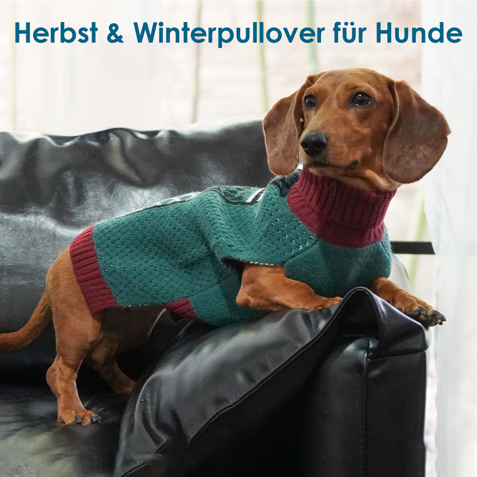 Rollkragen Hundepullover - Pullover Hunde mit Leinenloch | Leicht und Elastisch Hundepulli für Extra Große Hunde, Ärmelloser Winter Hundekleidung, Grün, 4XL
