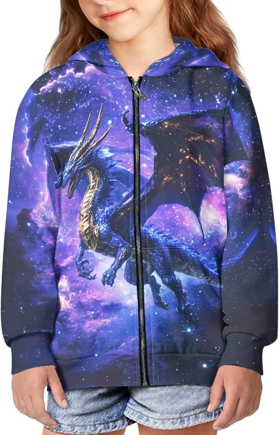 HUIACONG Zip Up Hoodie for Boys Hoodies Kids Sweatshirts Long Sleeve Full Zip Hooded Girls Streetwear