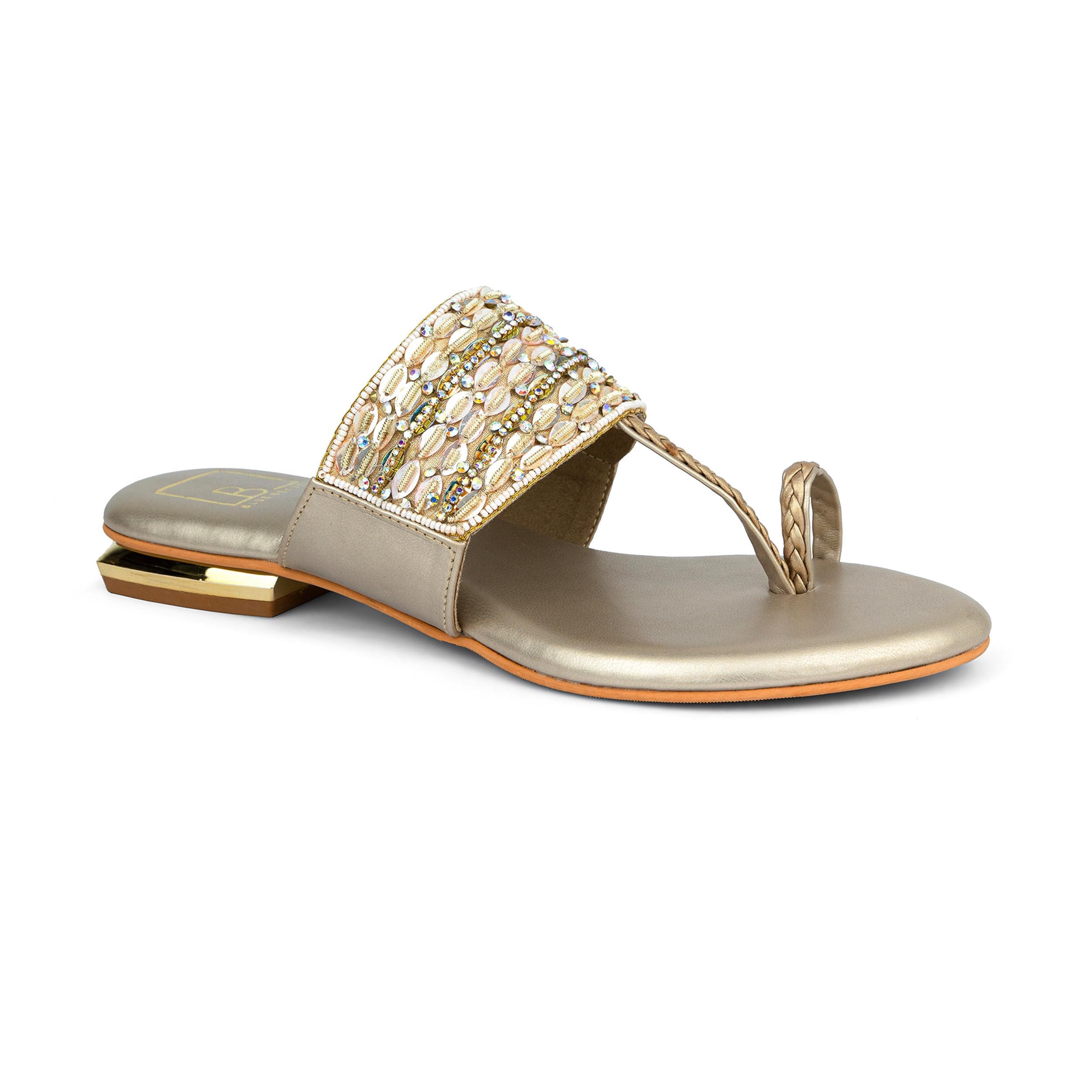 B BLUE BEAUTY Women Embellished Toe-Ring Flat Sandals 5 UK (B0D1Y1M7BS) Amazon Price History, Amazon Price Tracker