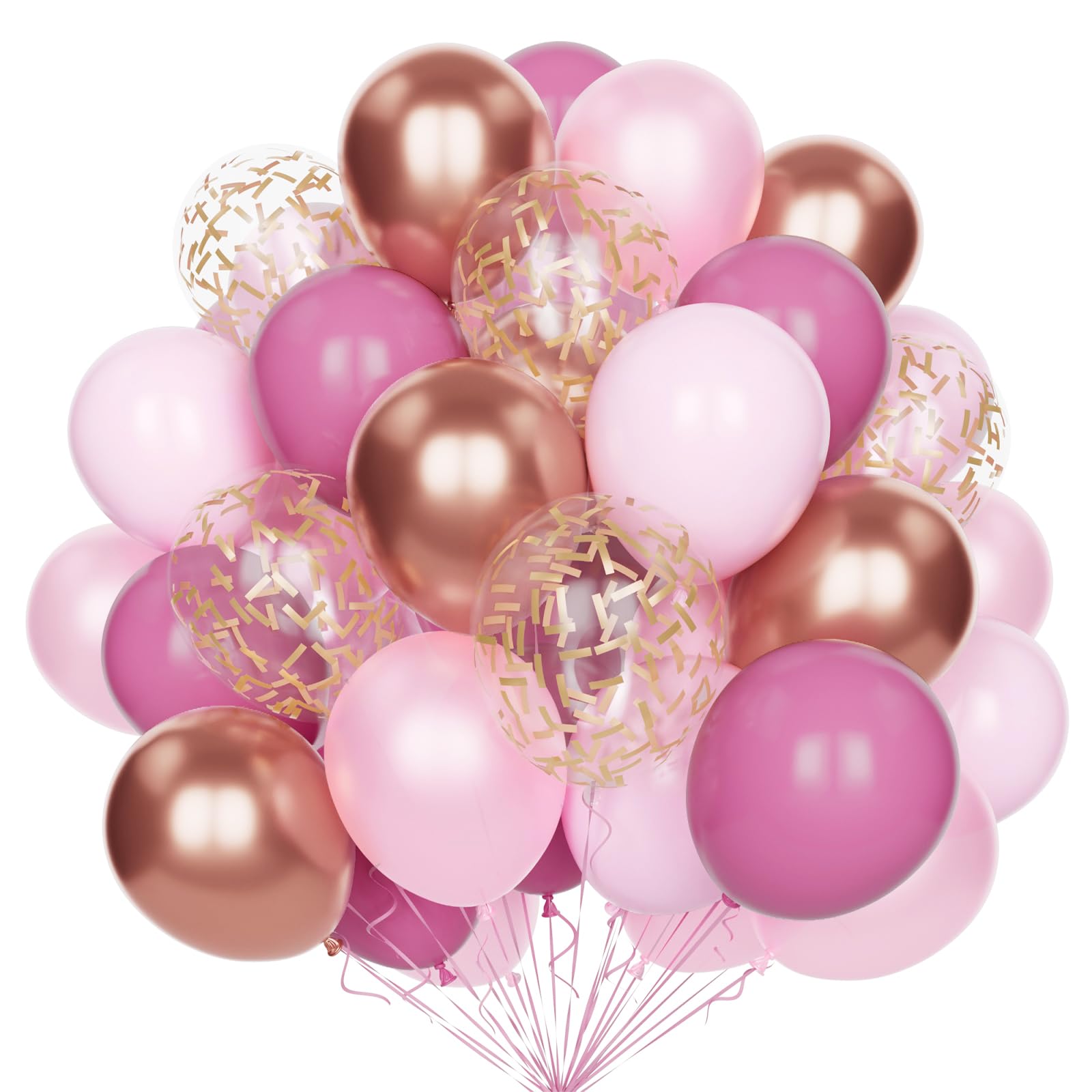 Unique Party 80081 - Palloncini in Lattice Rosa Acceso Perlato da 30cm, Confezione da 8