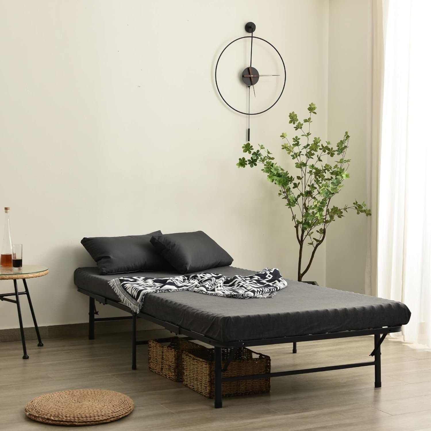 マットレス付き】パイプベッド 折りたたみベッド シングル 組立簡単