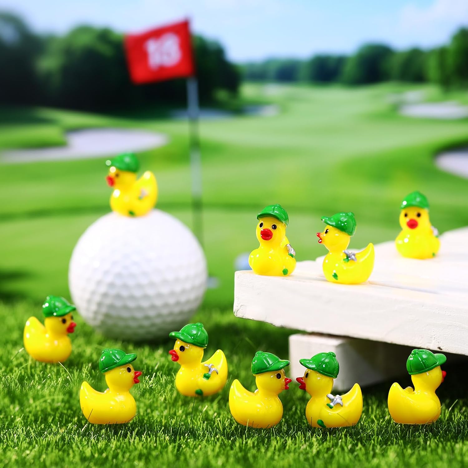 DoubleFill 100 Pcs Mini Resin Golf Ducks Bulk Golfer Figurines image 2