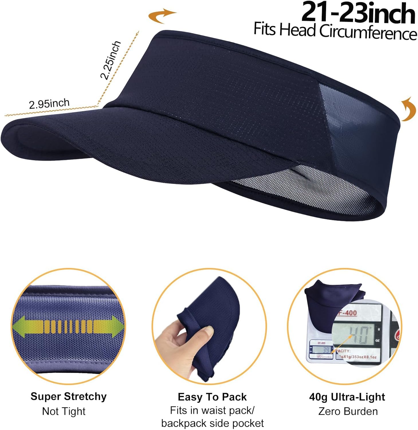 Sports Sun Visor Women Men, Cooling Stretchy Visor Hats Summer Packable Ponytail Sun Hat for Running, Golf, Tennis - Image 5