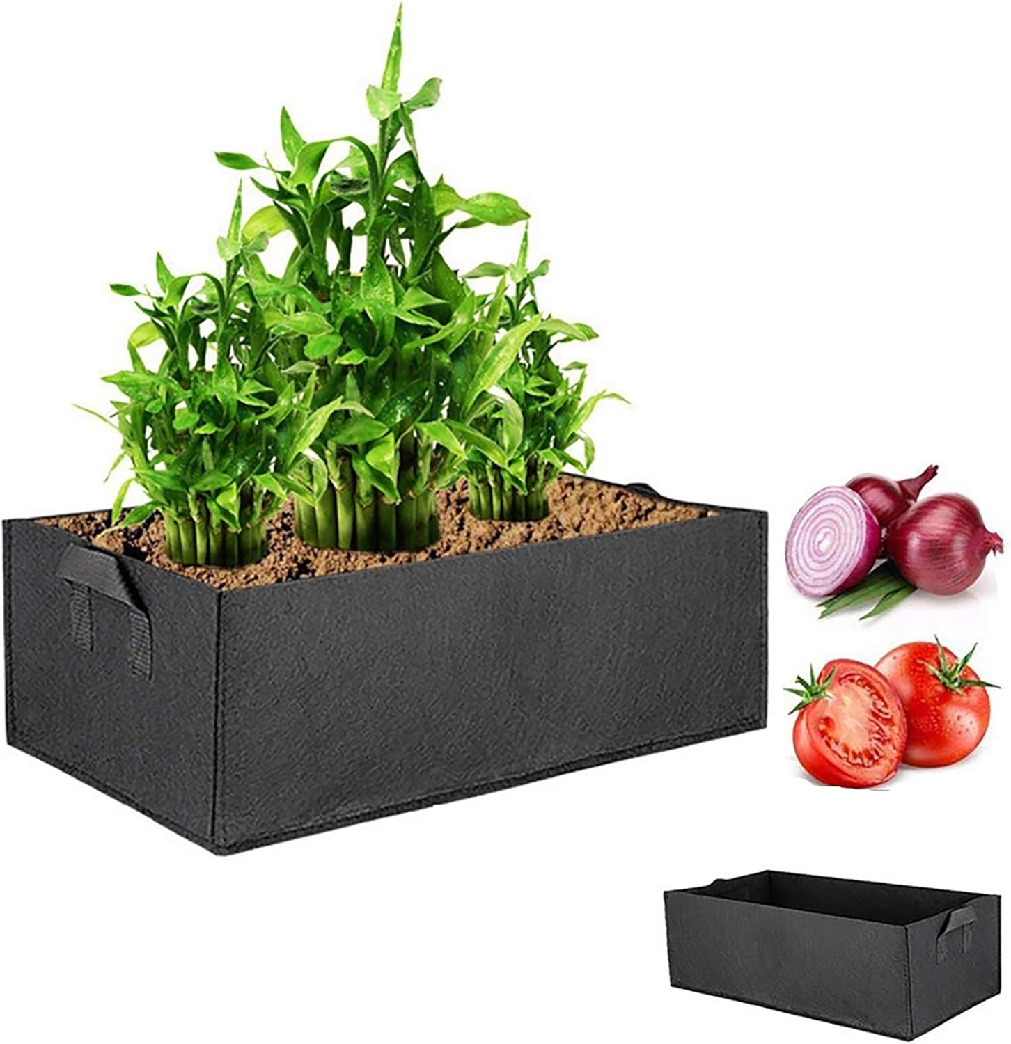 Grow Bags Vegetable Growing Bag Garden Nursery Planting Flower Pot Rustproof Felt Non-woven Planter Large Rectangular 3 Pieces,100x30x20cm