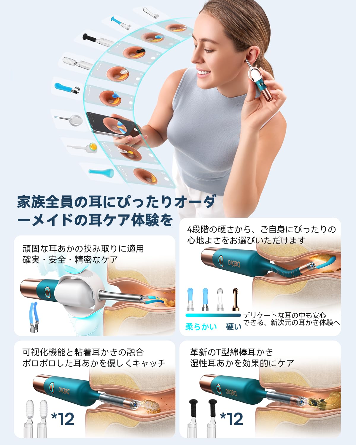 2026最上級モデル 新世代カメラ付き耳かき 2K高精細 特許取得ピンセット付き Amazon.co.jp: 【Amazon.co.jp限定】Bebird 2026年最上級モデル｜新