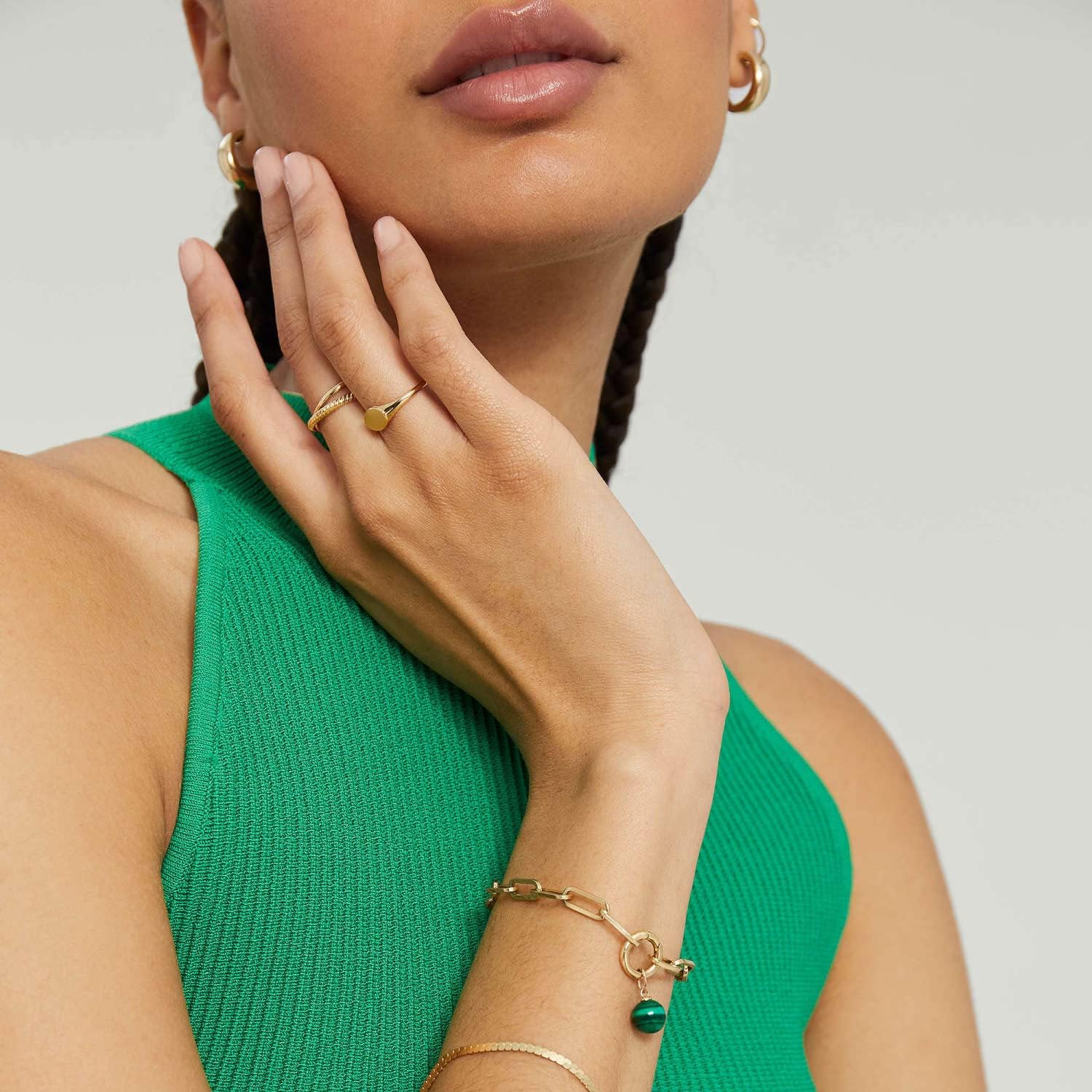 Kainier 14K Gold Plated Signet Rings Stackable Plain Slim Oval-shaped Thin Pinky Band for Women - 1.5mm Classic Dainty Cute Stacking Ring with Comfort Fit - Sizes 5-10 - Image 3