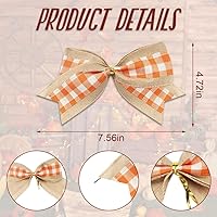 Vista 2 de 10 lazos de otoño para corona, lazos de corona de Acción de Gracias, lazo naranja y blanco a cuadros, lazo de arpillera natural, lazos de árbol