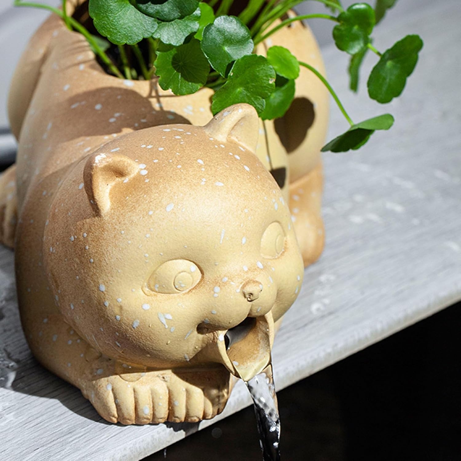 Spitters for Small Ponds, Garden Fountain Spitter, Outdoor Water Feature Statue, Animal Pond Fountains DIY Ceramic Decoration Waterfall(Black)