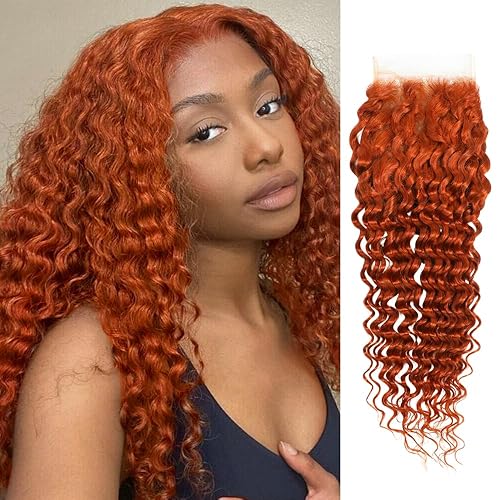 Vista 18 de Cierre de encaje profundo con reflejos rubio miel, 100% hecho a mano, 12A, brasileño virgen, 4 x 4, encaje transparente de alta definición