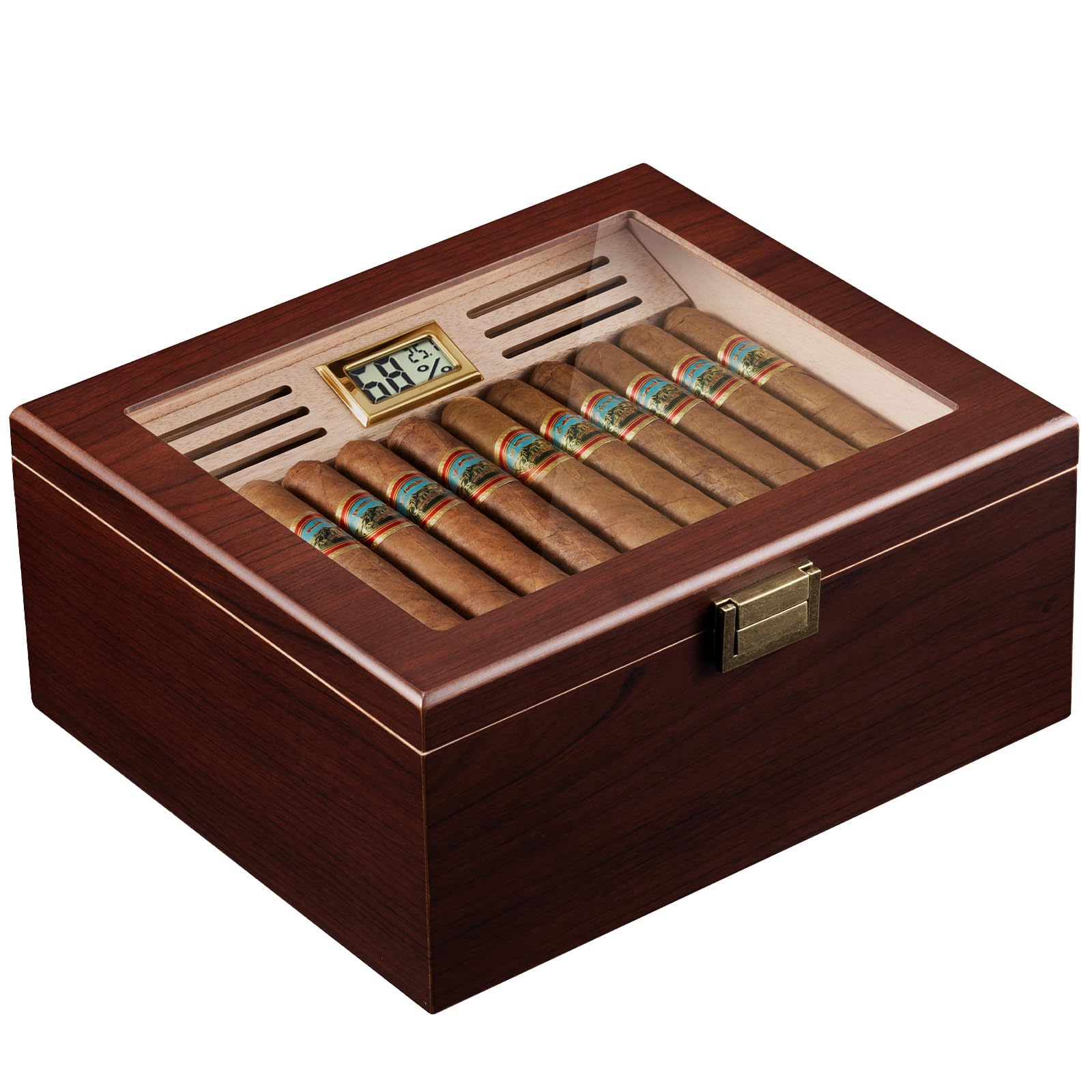 ProCase Humidor per Sigari con Igrometro Digitale e Umidificatore, Cofanetto con Interno in Legno di Cedro per 20-50 Sigari, Regalo per Uomo, Amante di Sigari Cubani -Large