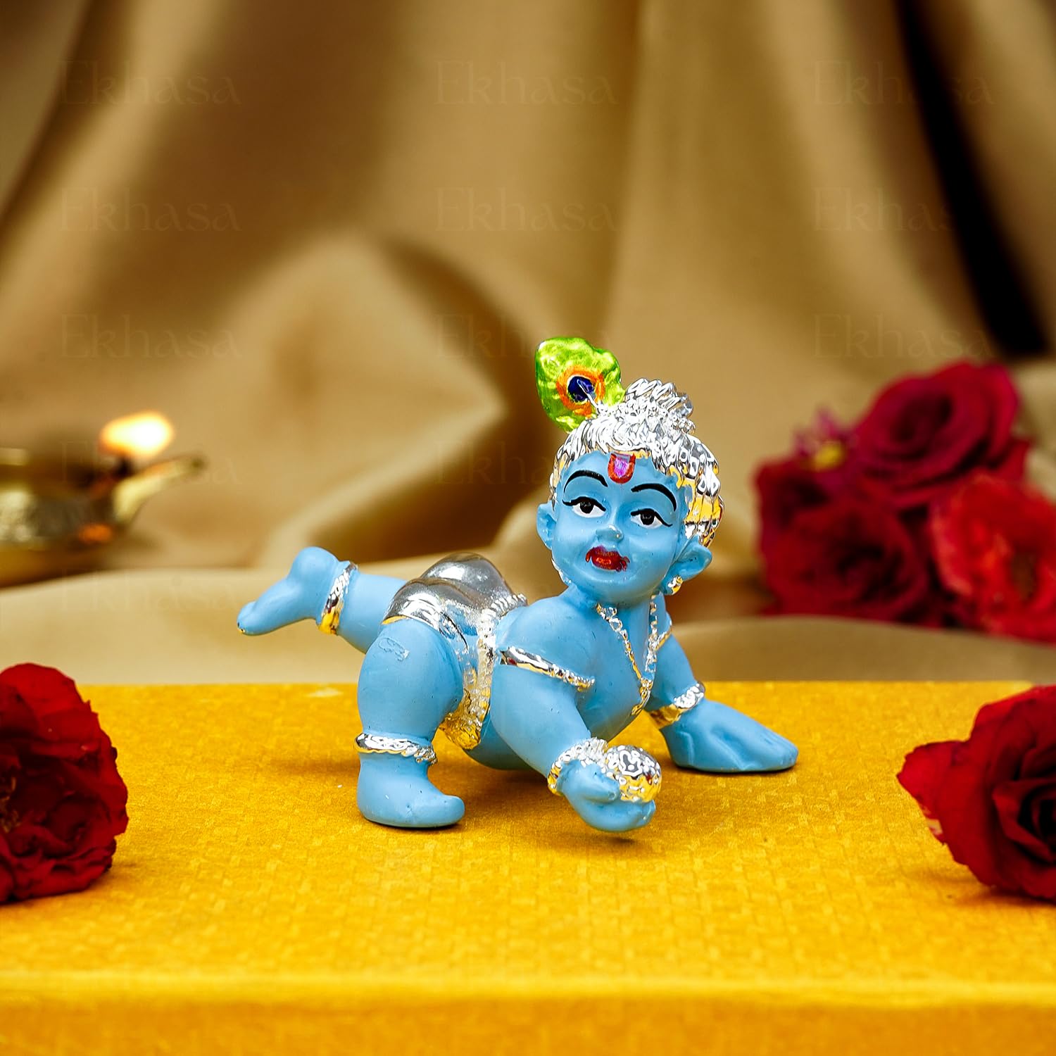 Blue Bal Gopal Murti (Size: 6.5 cm) | Laddu Gopal Murti for Pooja Room | Baby Krishna Idol for Home | Bal Krishna Idol | Sri Krishna Idols Gift for House Warming Ceremony