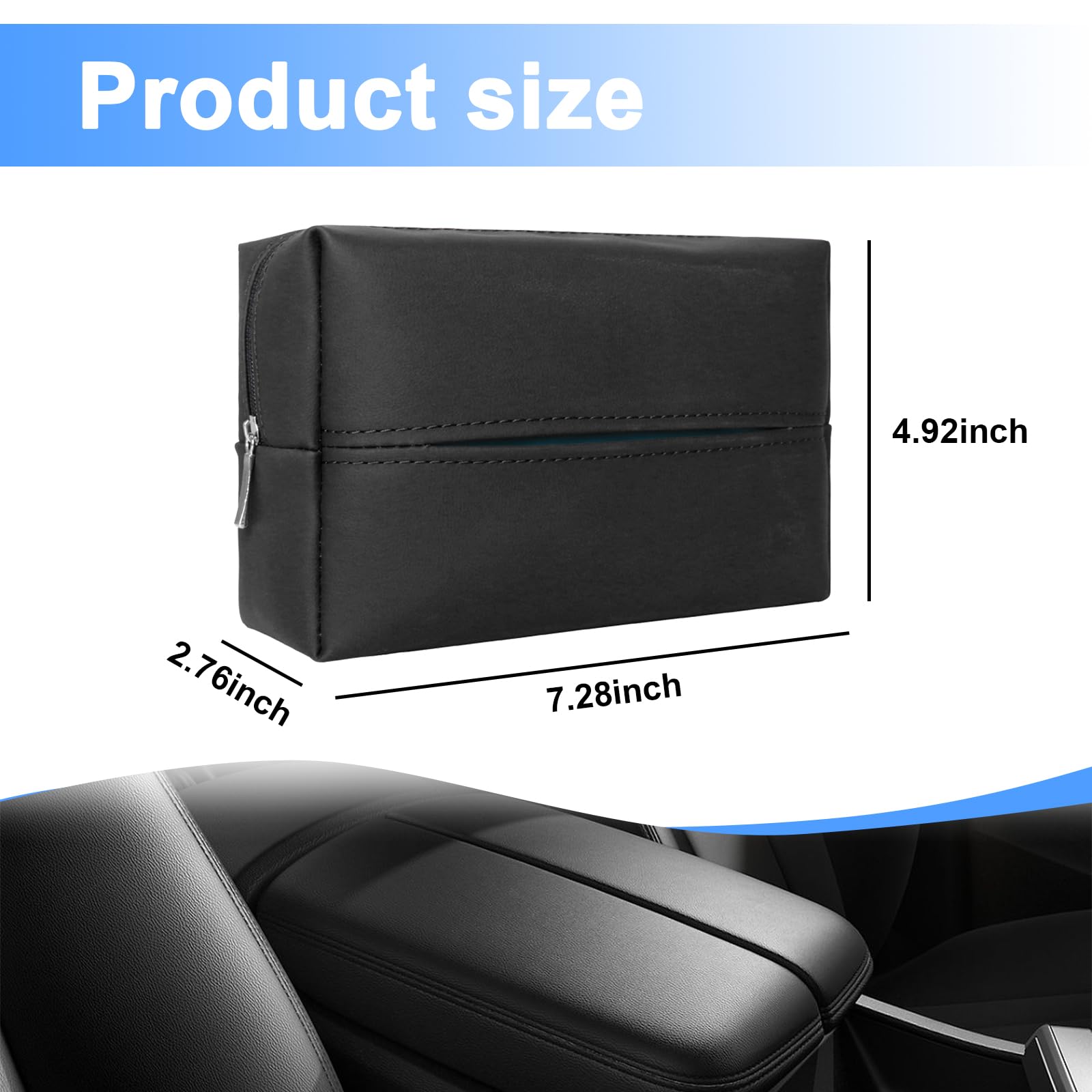 Augeny Car Tissue Holder, PU Leather Auto Sun Visor Tissue Box with Adjustable Elastic Band, Universal Mask Holder Install on Backseat and Armrest, Vehicle Interior Decor Accessories (Black)