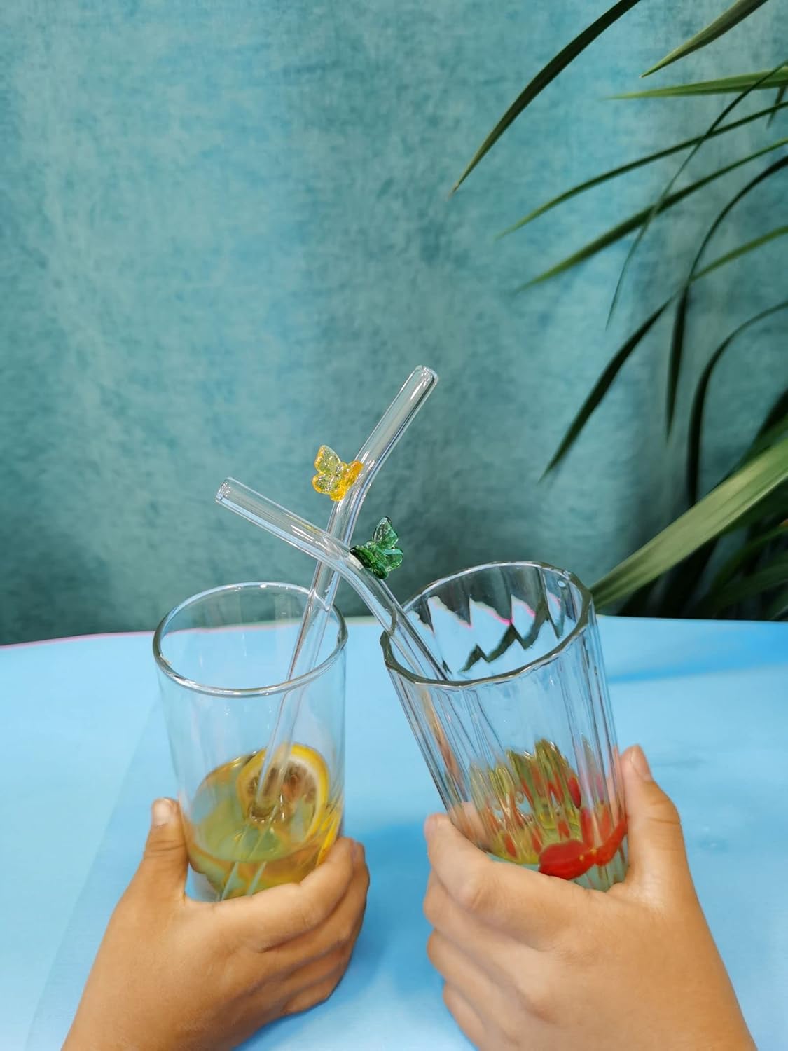 5pcs Reusable Glass Straws Clear Glass Straws Designer Glass Straws Decorative Drinking Straws Shatterproof Curved Straws for Cocktails Juices Milkshakes etc/469
