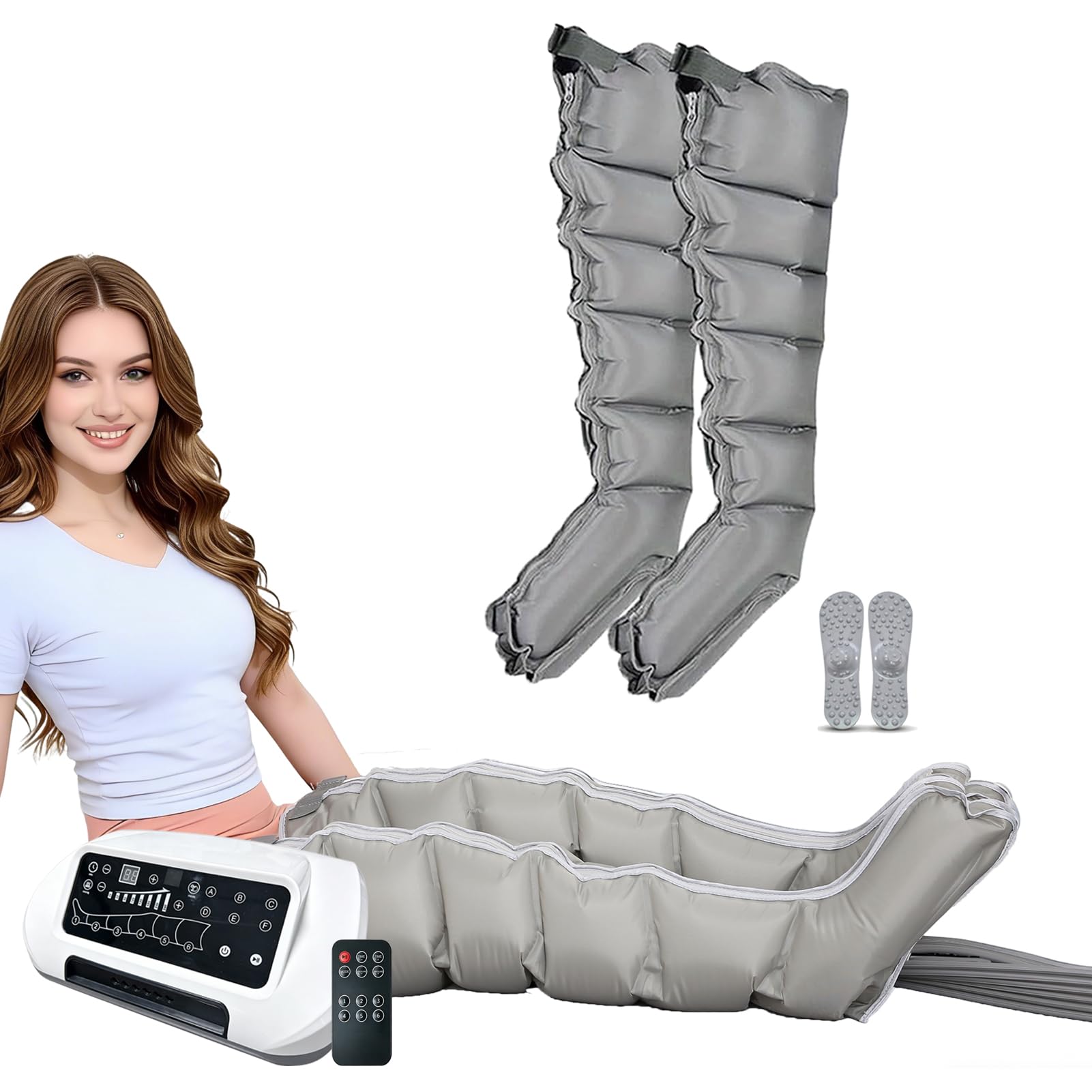 Botas Presoterapia Piernas | 6 Cavidades Masajeador Botas Presoterapia para Casa Piernas Y Abdomen XL | 6 Modos De Masaje Profesional Masajeador Presoterapia, 30-240 mmHg Ajustables
