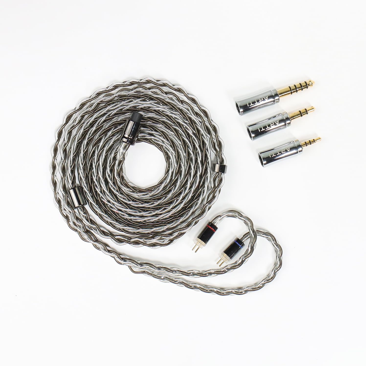 ARTTI Wave Headphone Upgrade Cable 8 Cores 144 Strands Silver-Plated Copper 7N OCC Earphone IEM Cable 2.5/3.5/4.4mm 3in1 Metal Plug (TRICOL, 2PIN Straight Plug)