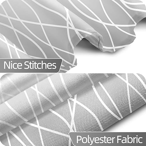 Miniatura 5 de Cortina de ducha pequeña a rayas gris claro degradado para baño, 36 x 72 pulgadas, juego de cortina de ducha geométrica para cabina de RV con Gris