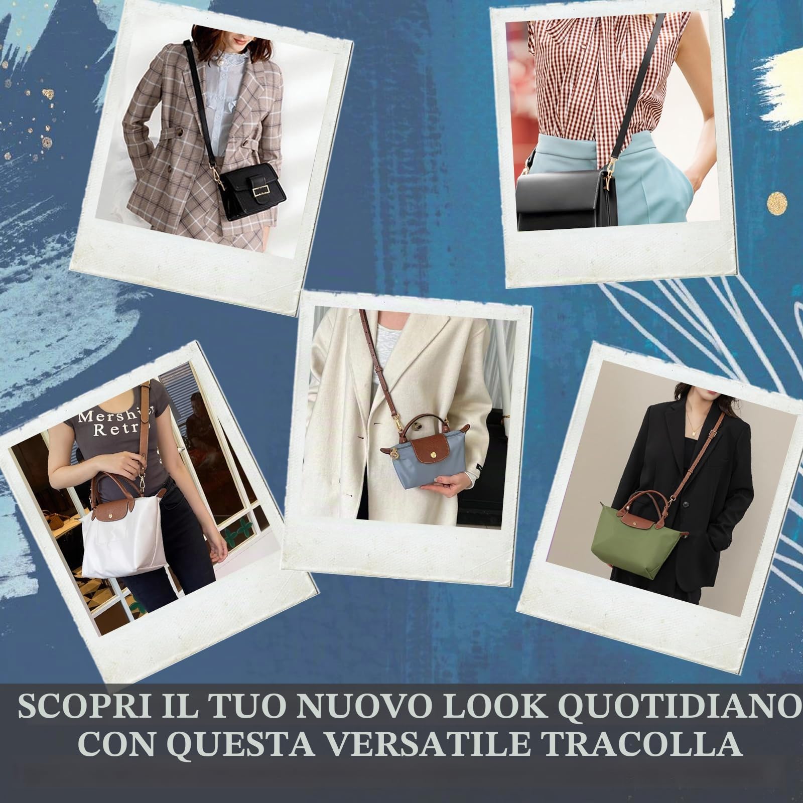 Tracolla Per Borsa Longchamp in PU Leahter Cinturino Donna Cinghia Tracolla Catena Regolabile Cintura Cinghie Spalla Accessori brown gold 2.5cm