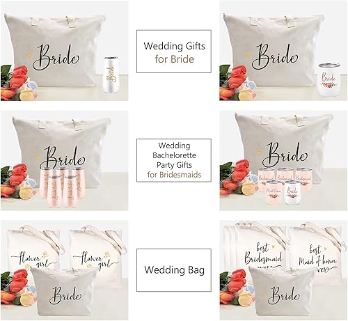 Miniatura 7 de CARAKNOTS Bolsa de novia, regalos de novia para boda, despedida de soltera, compromiso, aniversario, despedida de soltera, bolsa de lona con