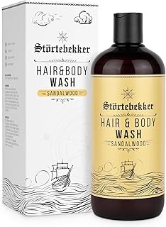 Störtebekker® Premium Hair & Body Wash Sandelholz - 2in1 Shampoo und Duschgel Männer - Feuchtigkeitsshampoo mit Aloe Vera - Showergel und Shampoo Herren - 500ml - aus natürlichen Inhaltsstoffen