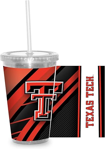 Miniatura 13 de Rico Industries NCAA Sports Team - Vaso transparente de 16 onzas con pajilla, vaso de viaje del color del equipo para fanáticos de los deportes