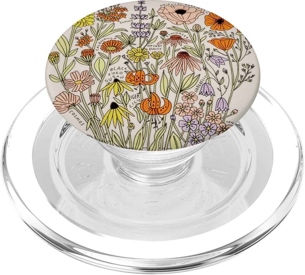 Cute Simple Wildflowers Pattern Design Floral on Beige PopSockets PopWallet for MagSafe