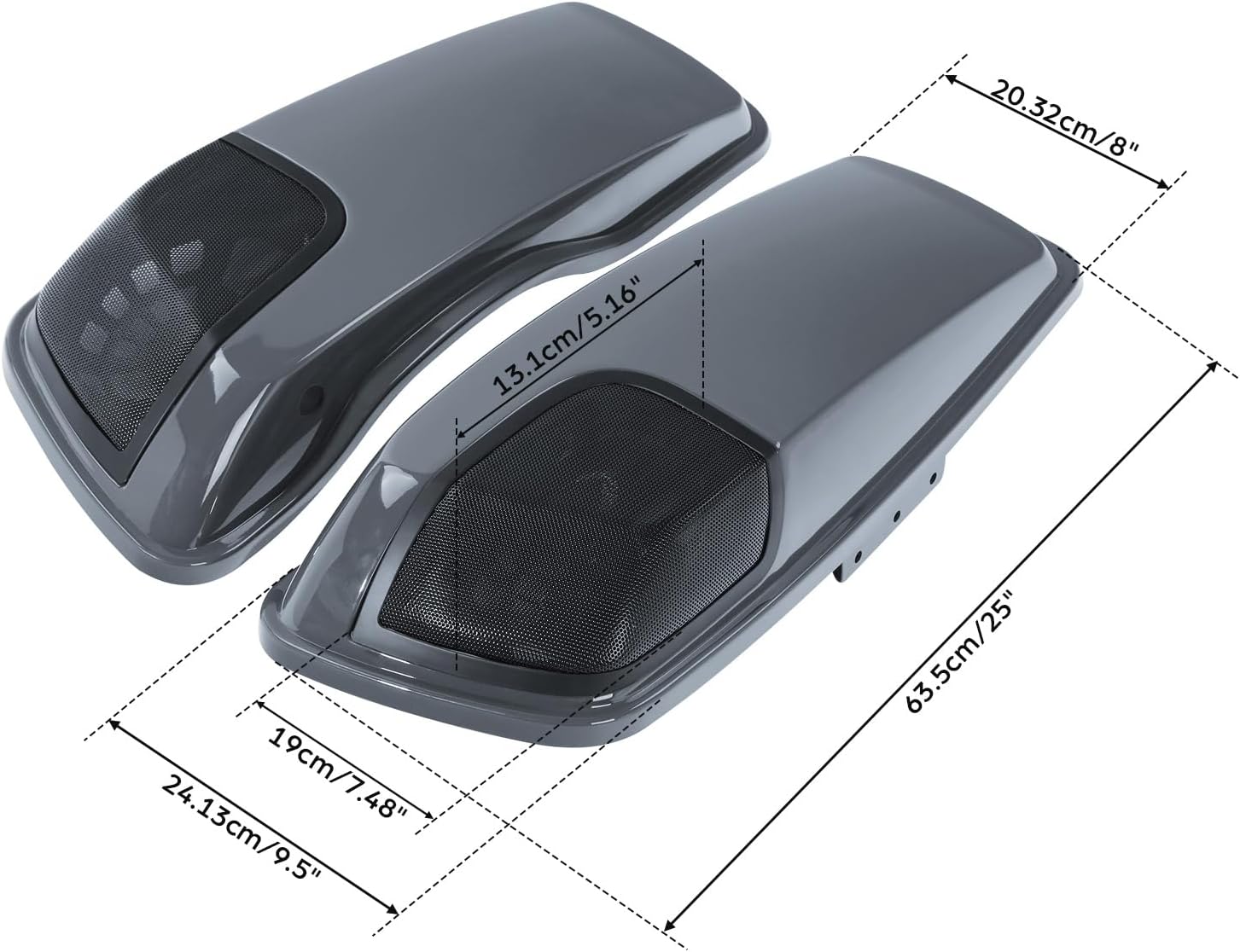 TCMT Gunship Gray 5x7" Hard Saddlebag Lids Speaker Cutout Fit For Harley Touring CVO Road Glide 2018-2022 Electra Glide Ultra Limited 2014-2015 Road King Special 2017-2024