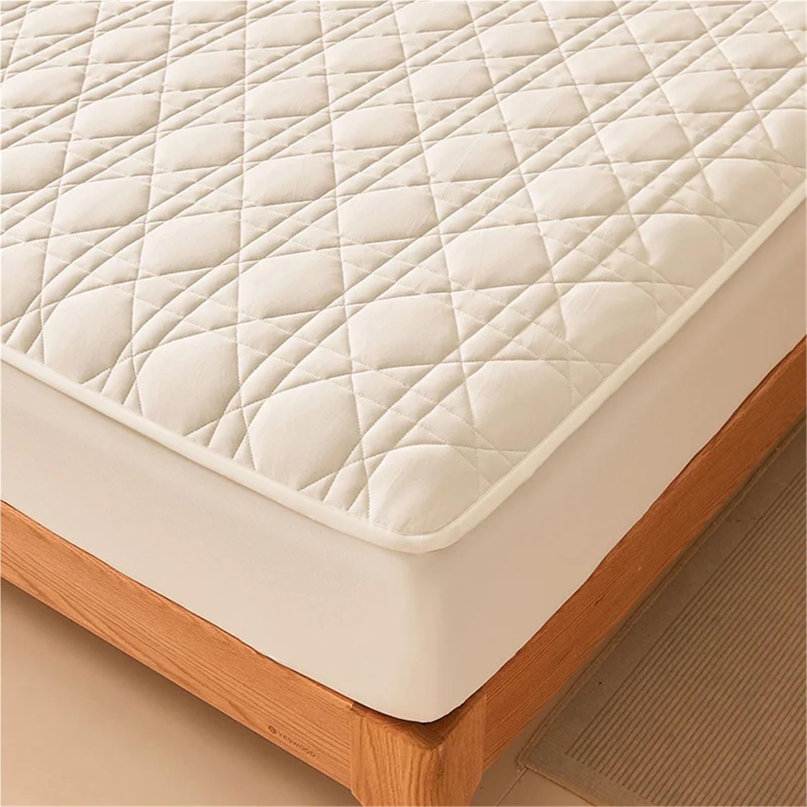 Funda de colchón algodón Protector Impermeable Funda sin Almohada para ColchóN(Green,King)