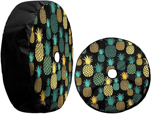 Miniatura 3 de Foruidea Cubierta de neumático de repuesto de piña de frutas tropicales con orificio de cámara de respaldo para remolque, RV, SUV y muchos