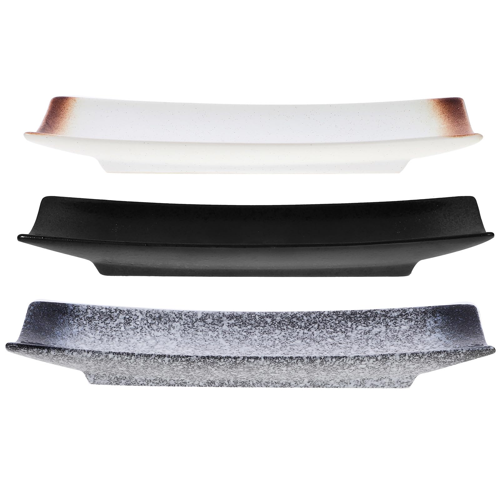 SHINEOFI Assiettes à Sushis Rectangulaires Style Japonerie en Céramique Lot de 3 pour et Conserver Plusieurs Styles pour Dîners en ou Restaurants Plusieurs Styles