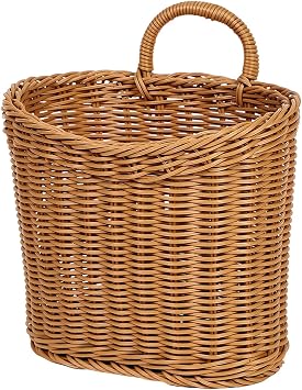 Woven Hanging Basket Small Hanging Wicker Basket,Fruit Kitchen,Hanging Baskets for Organizing,Kitchen Wall Bread Onion Garlic Fruit Vegetable and Storage Oval Style 1