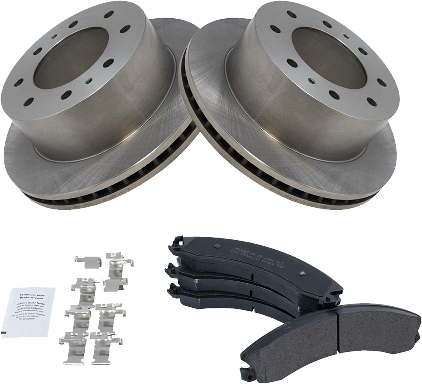 TRQ Rear Brake Pad & Rotor Kit Brake Pads Brake Rotor Semi-Metallic Compatible with 2011-2019 Chevrolet Silverado 2500 HD Silverado 3500 HD 2016-2019 Suburban 3500 HD GMC Sierra 2500 HD Sierra 3500 HD