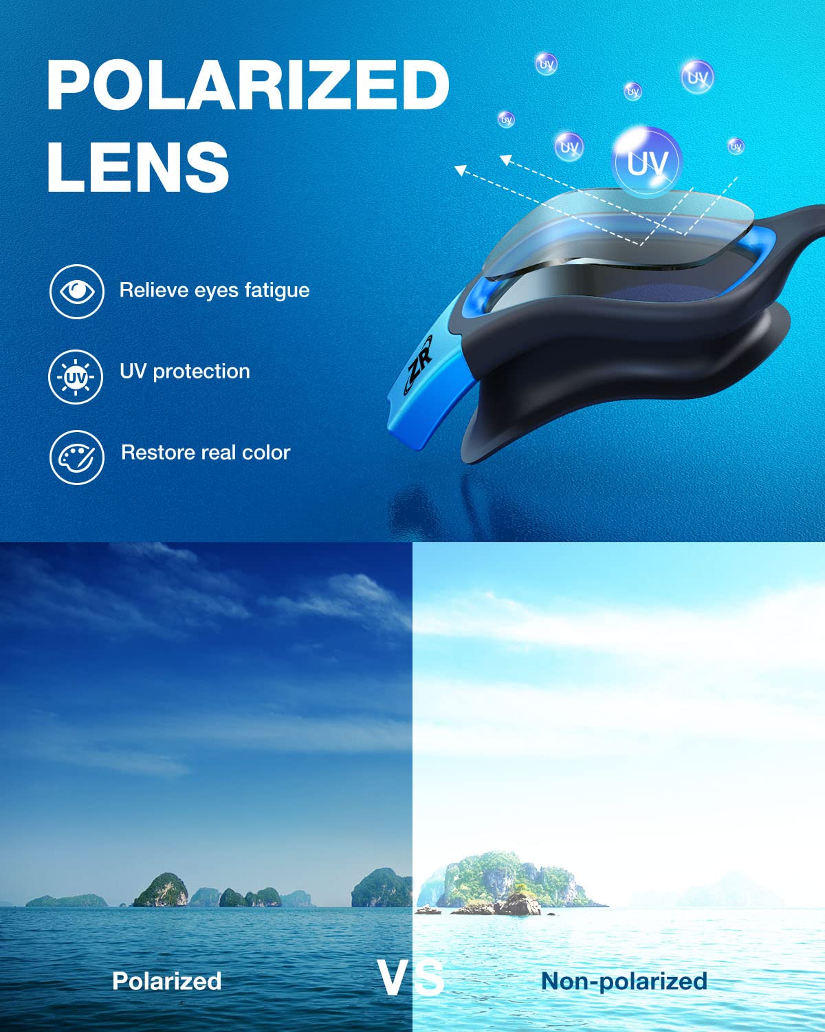 Occhialini da nuoto, Zionor G1 occhialini da nuoto polarizzati con specchio/Smoke Lens protezione UV Impermeabile anti-nebbia cinghia regolabile comfort Fit per adulti, unisex, uomini e donne, ragazzi