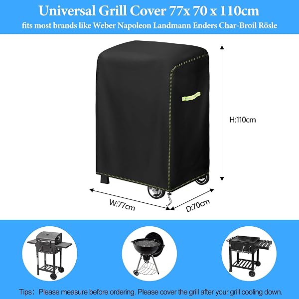 VDISRR Copertura Barbecue Impermeabile Telo Protettivo 420D Oxford per BBQ Grill 77 x 70 x 110cm Anti Pioggia Polvere Sole Neve Pioggia Feci di Uccelli Tessuto - 2