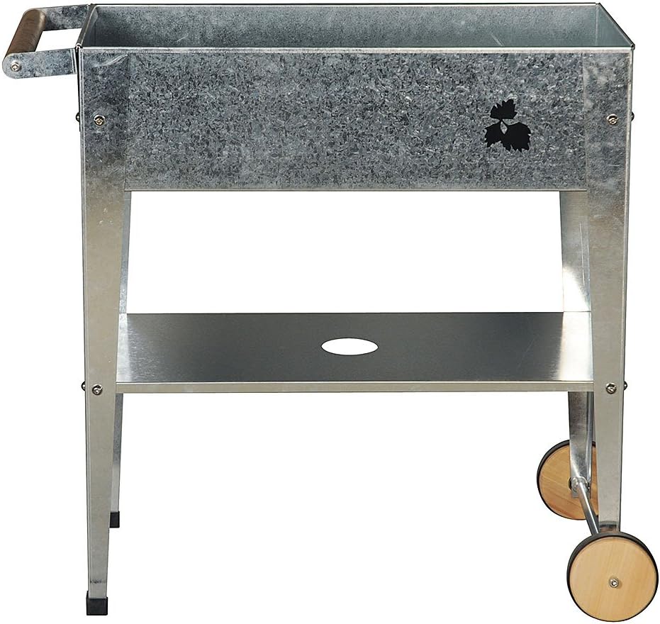 Eartheasy Galvanized Steel Urban Garden Metal Trolley - Silver (Exceptional Quality & Easy Assembly)