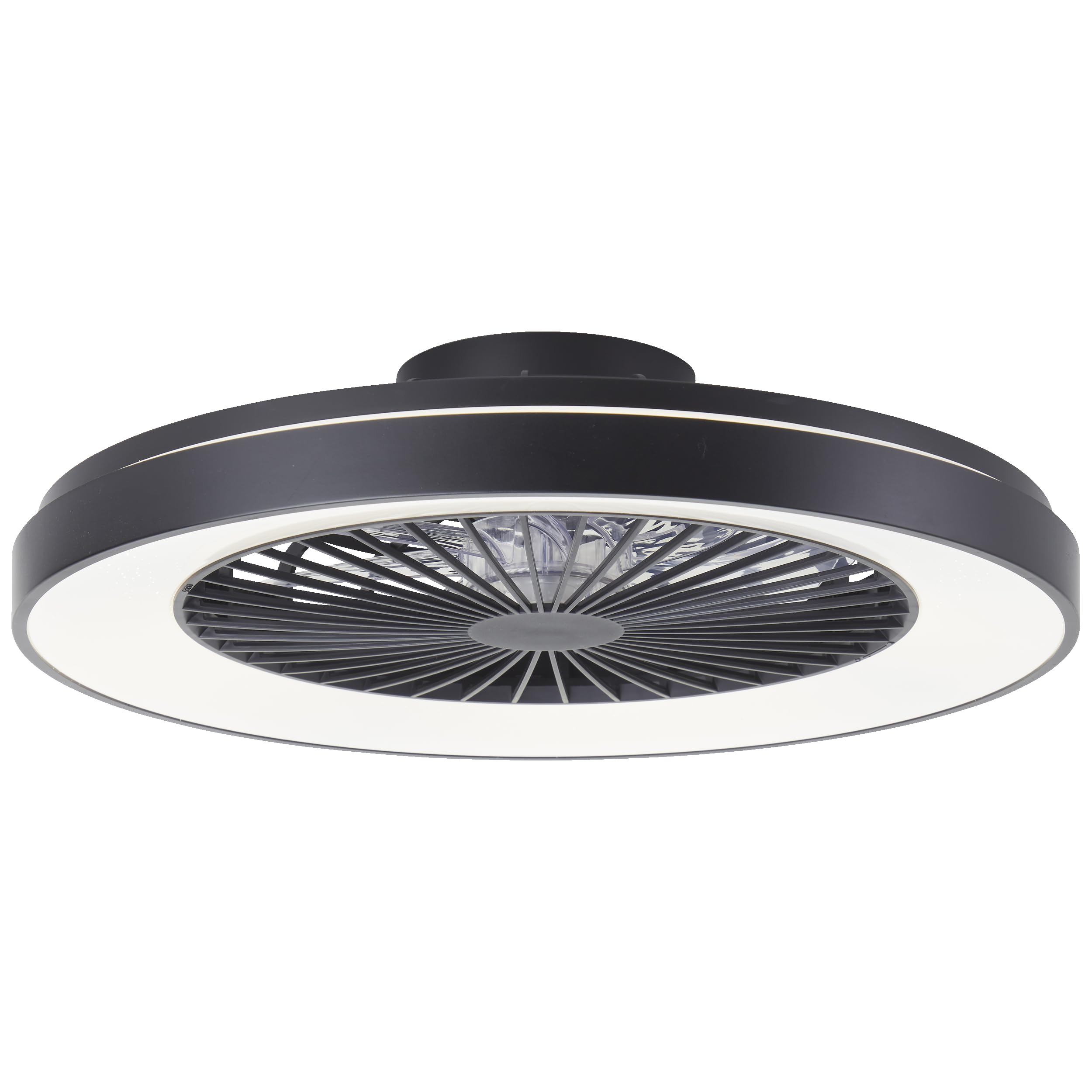 Lightbox LED Deckenlampe mit Ventilator & Fernbedienung - 15 cm Höhe, Ø 58 cm - schwarze Deckenleuchte & RGB & CCT (3000-6500 K) & Nachtlicht - dimmbar - 55 W, 6800 lm - aus Kunststoff