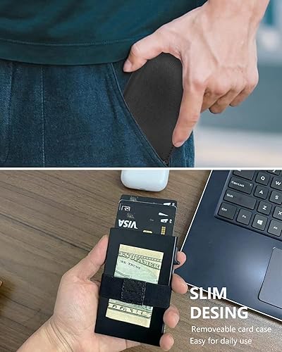 Miniatura 5 de POSKOU Pop up Slim Credit Card Holder Wallet RFID Blocking Smart Metal Cards Wallet for Men