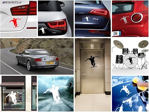 Miniatura 2 de Calcomanía adhesiva plateada para surfistas, pasatiempos, motocicleta, vehículo, tableta, gris (6 x 4.92 pulgadas)