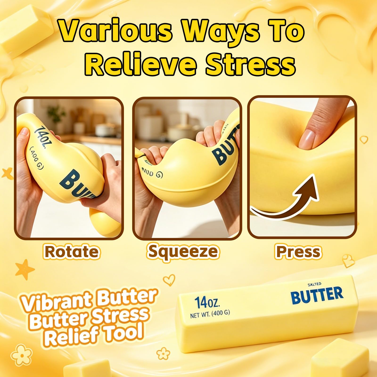 25cm Giant Butter Squishy, Grande Squishy Burro 14oz, Giocattolo Antistress Morbido Slow Rising, Stress Ball da Stringere per Bambini e Adulti, Fidget Toy Rilassante, Idea Regalo e Party Favor (1pcs)