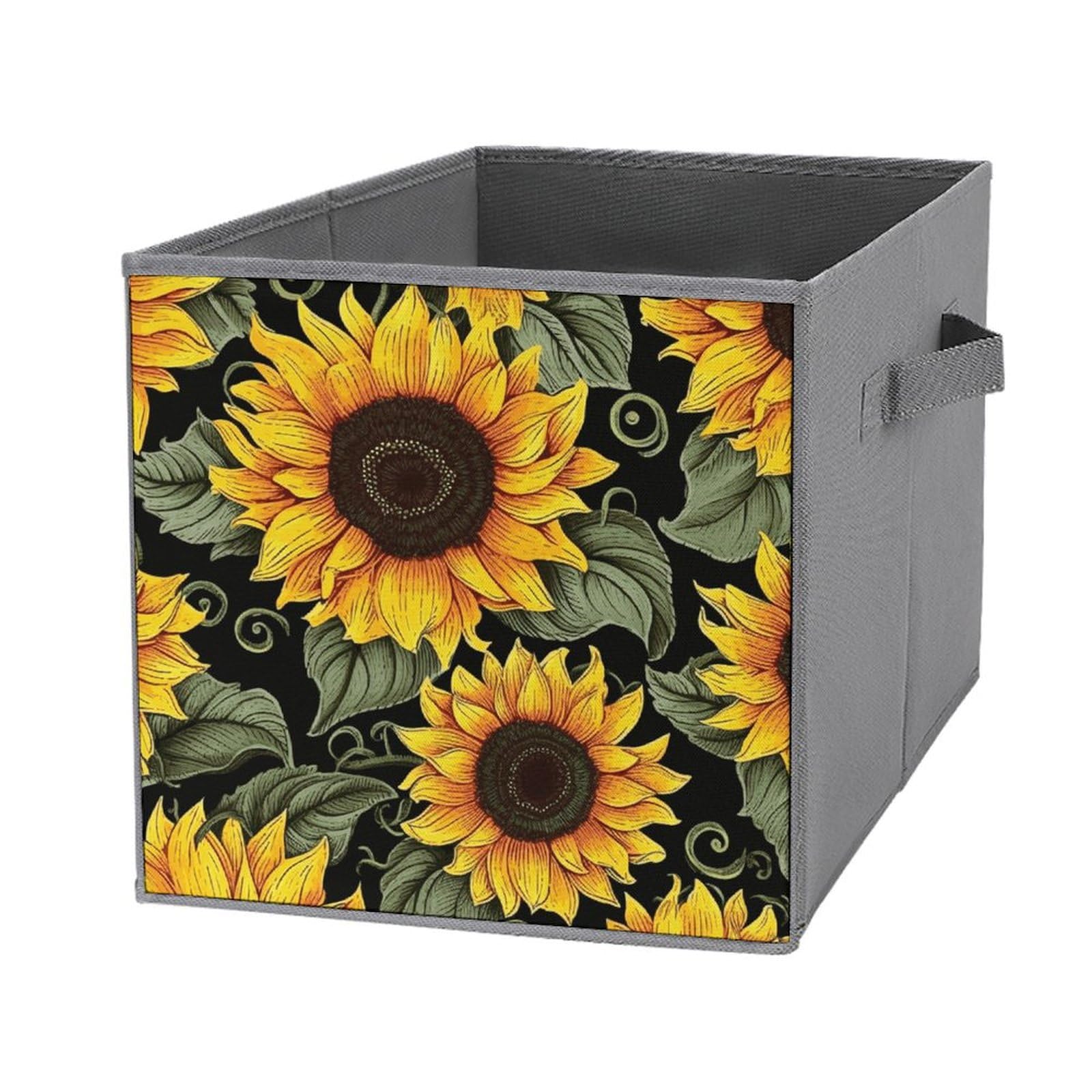 Cubes de rangement pliables en tissu motif floral avec poignée solide