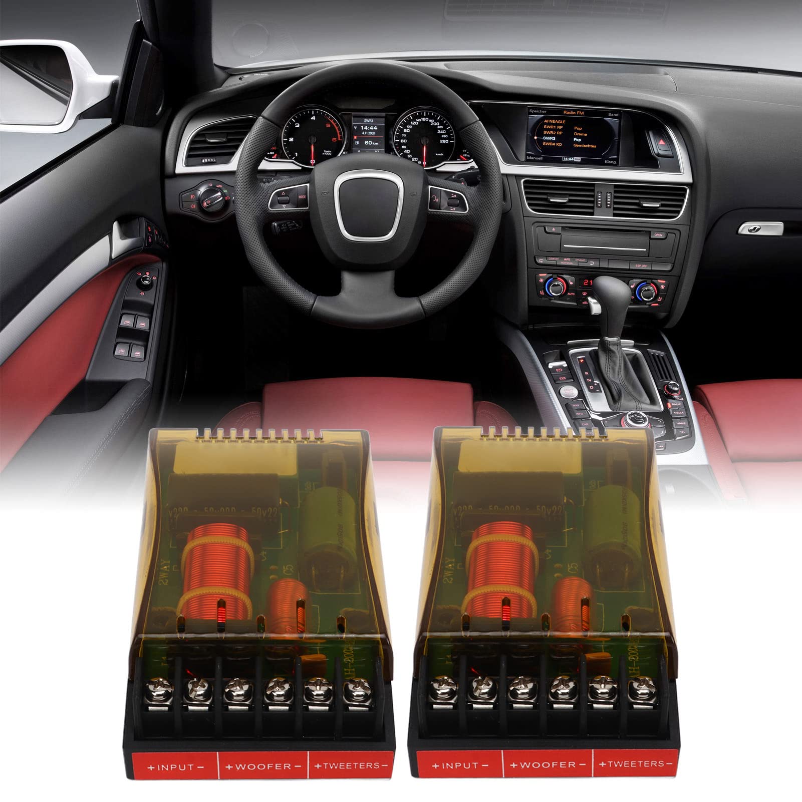 Fegtrtyoa 2-Wege Frequenzweiche Für Auto A-Säule | 2550-2650 Hz Übergang, 120W Max