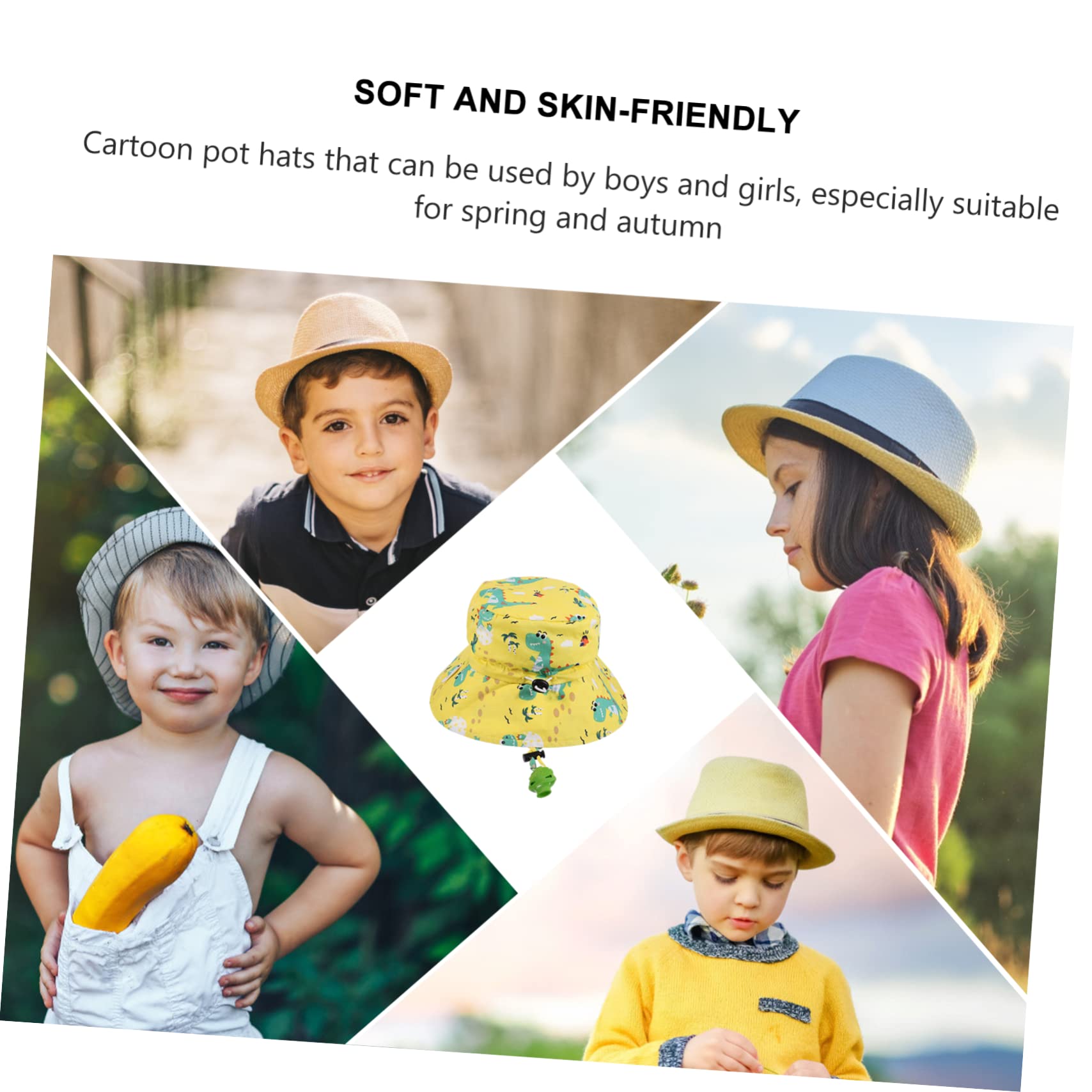 BESPORTBLE Sombrero Gorro Sol Sun Hat Bucket Hat Dinosaur bronceador Solar protección Solar kiddikutter para Sol Gorro Bucket Caps Tejido: 100% algodón; Forro: 100% poliéster Yellow