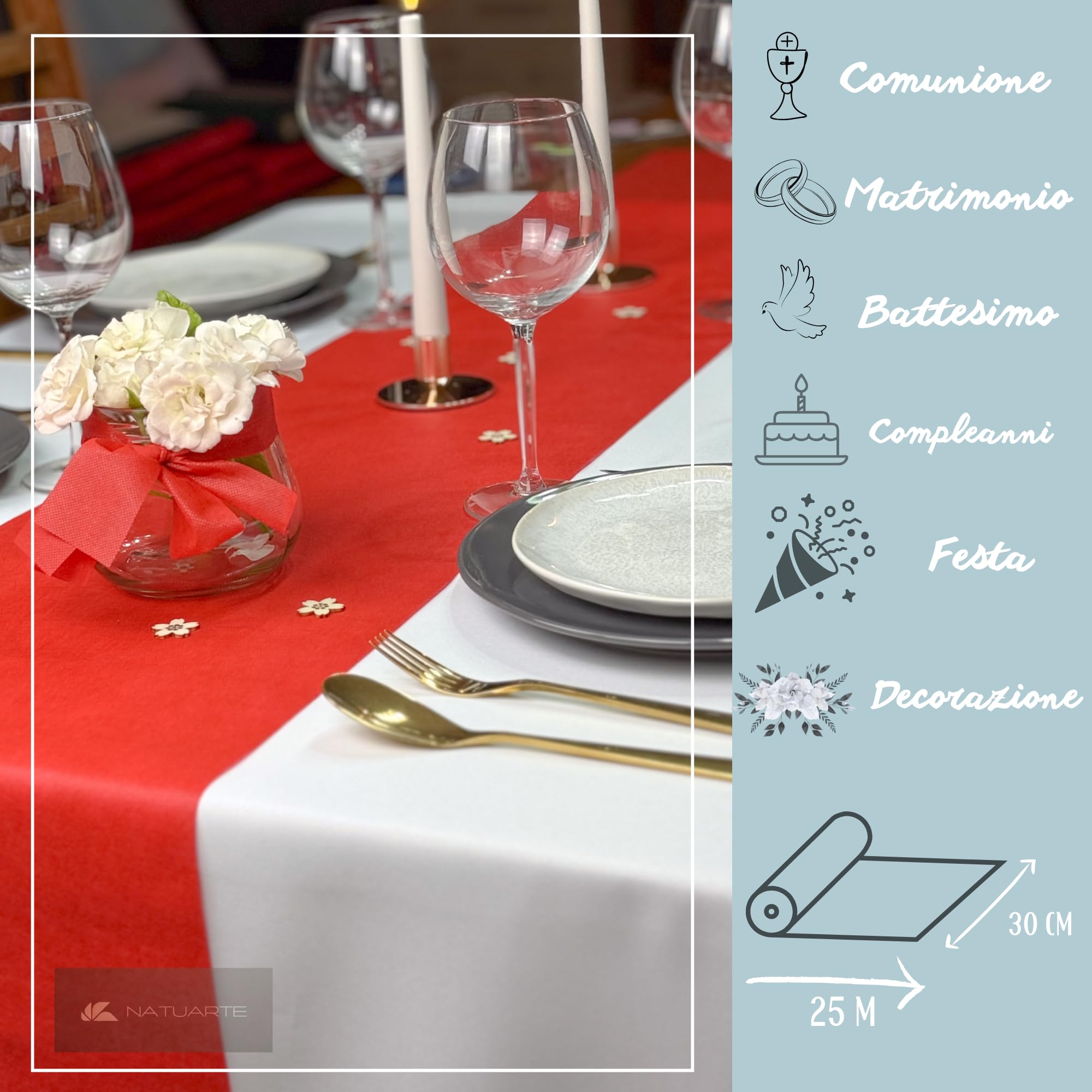 Tovaglia Runner Da Tavola 120x160 Cm: Tessuto Poliestere Rosso Vivo, Antimacchia E Certificato Öko Tex