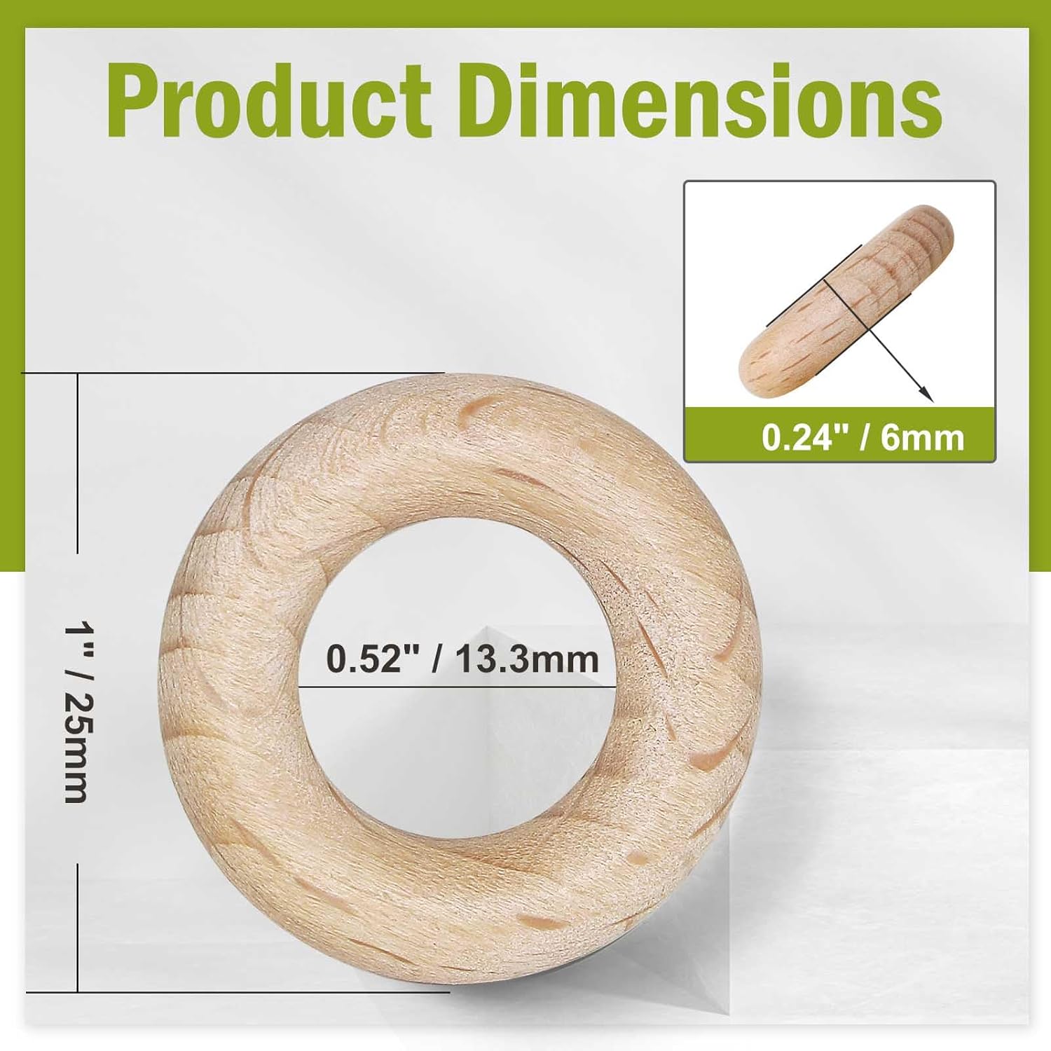 FoDau770 10pcs Natural Beech Wooden Rings, Unfinished Solid Wood Rings Heavy Duty Wood Circles, Macrame Craft Circles for Party, Home Decor & DIY Making - Outer Diameter: 1 Inch - Image 4