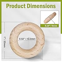 Vista 4 de FoDau770 5 anillos de madera de haya natural, anillos de madera maciza sin terminar, círculos de madera resistente, círculos de macramé